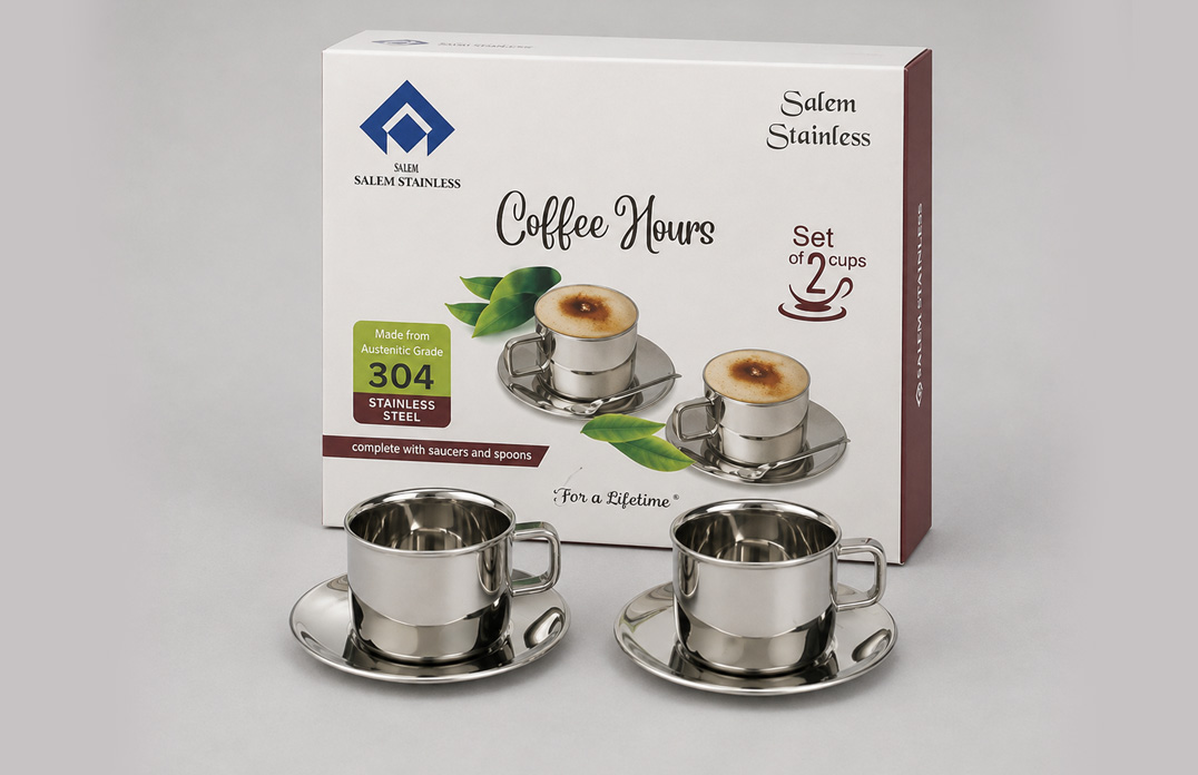 Stainless Cup Saucer Set