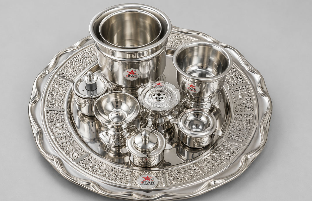 Nutristar Silver Plated Pooja Thali