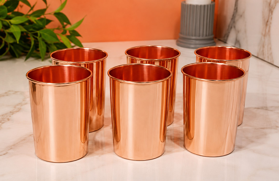 Plain Pure Copper Glass Set